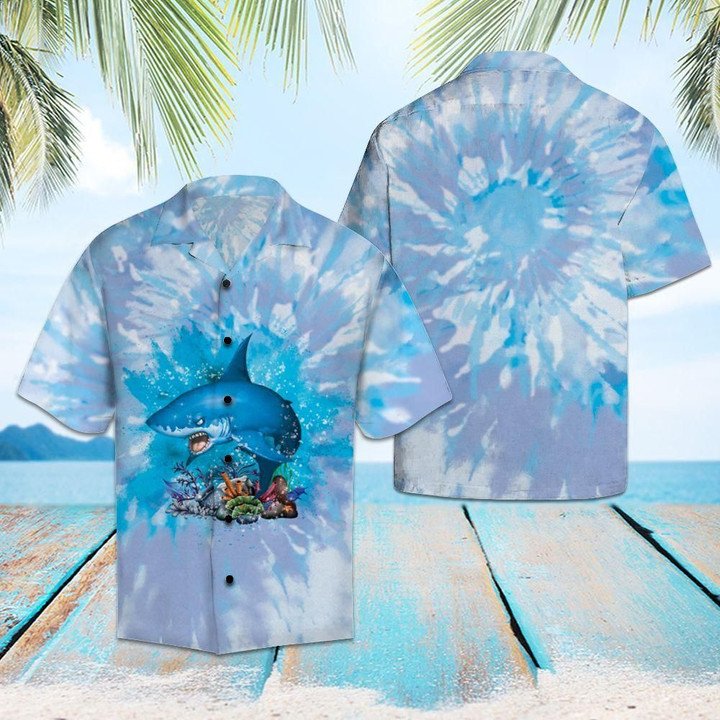 Shark Blue Tie Dye Aloha Hawaiian Shirt | For Men & Women | HW1489-BehighStyle