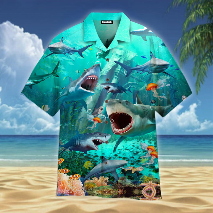 Shark War Undersea Aloha Hawaiian Shirt | For Men & Women | HW427-BehighStyle