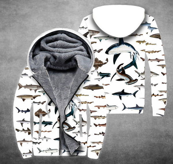 Sharks Ocean Fleece Zip Hoodie All Over Print | FZ395
