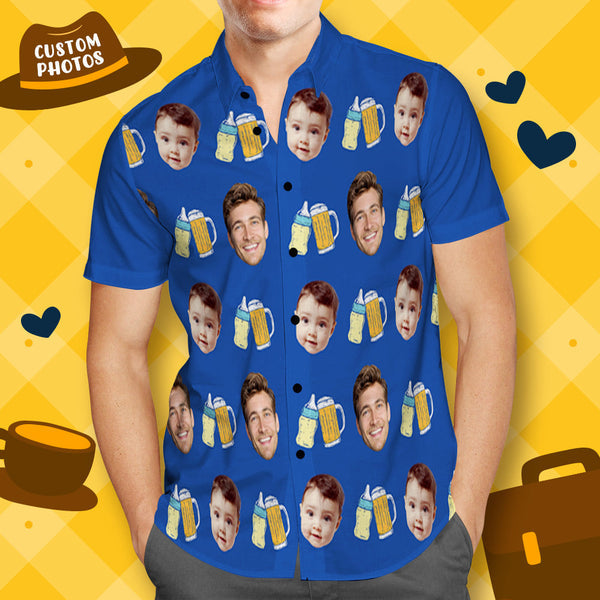 Shirt with Baby Face Gift for Dad Father's Day Custom Photo Hawaiian Shirt | P148