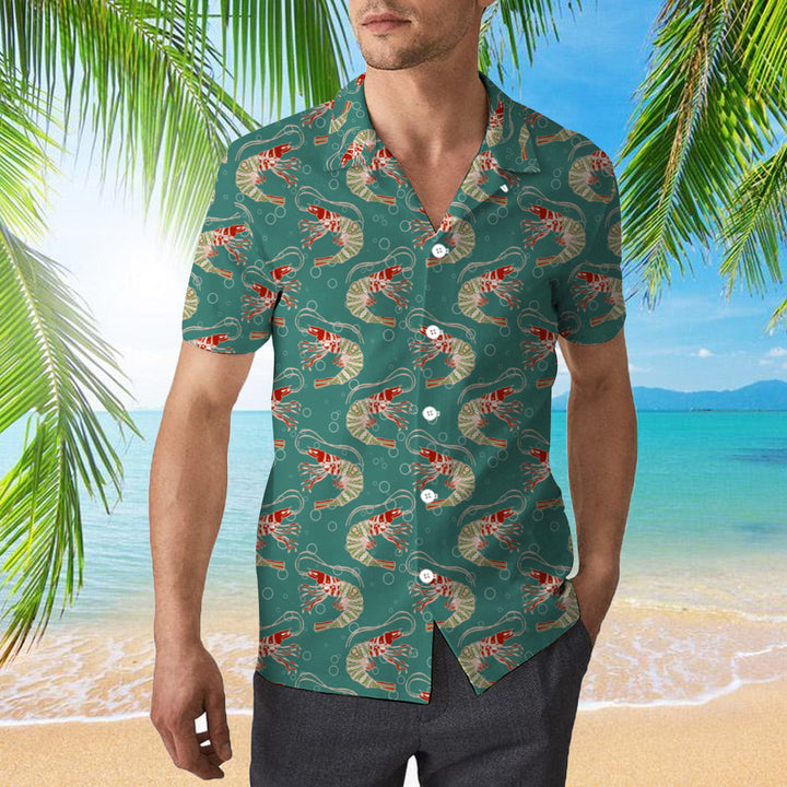 Shrimps In Turquoise Water With Bubbles Hawaiian Shirt | For Men & Women | HW1161-BehighStyle