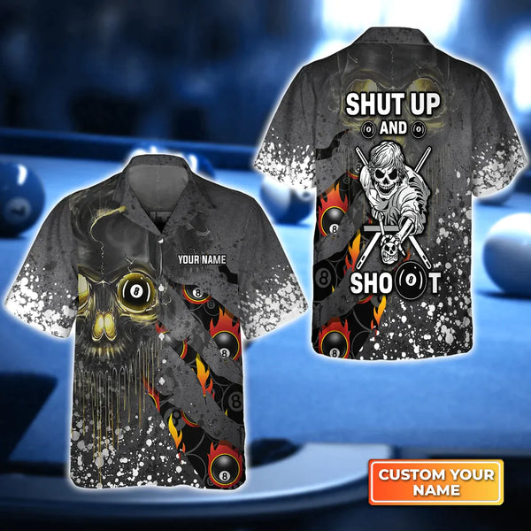 Maxcorners Shut Up And Shoot Billiard Pool 8 Ball Personalized Name Hawaiian Shirt