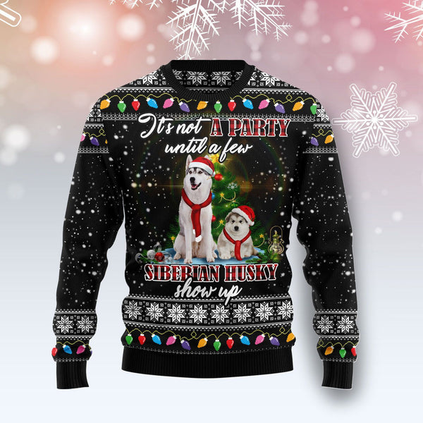 Siberian Husky Show Up Xmas Ugly Christmas Sweater | For Men & Women | Adult | US1134-BehighStyle