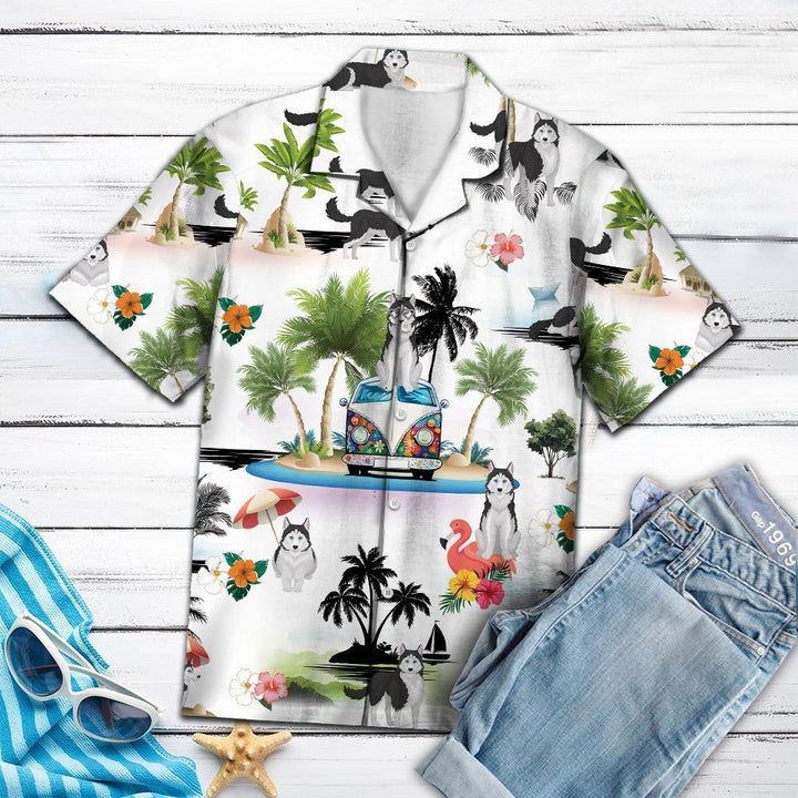 Siberian Husky Vacation Multicolor Hawaiian Shirt | For Men & Women | HW1370-BehighStyle