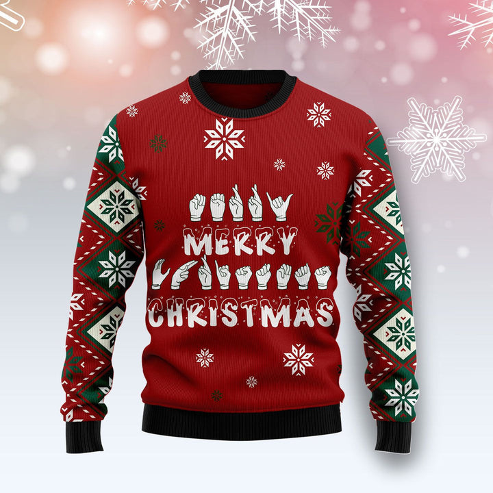 Sign Language Merry Christmas Ugly Christmas Sweater | For Men & Women | Adult | US1012-BehighStyle