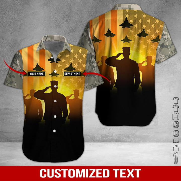 Silhouette Of A Soldier Custom Name And Department Hawaiian Shirt | For Men & Women | HN575-BehighStyle