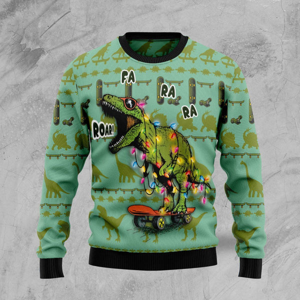 Skateboard Dinosaur Ugly Christmas Sweater | Adult | US2050