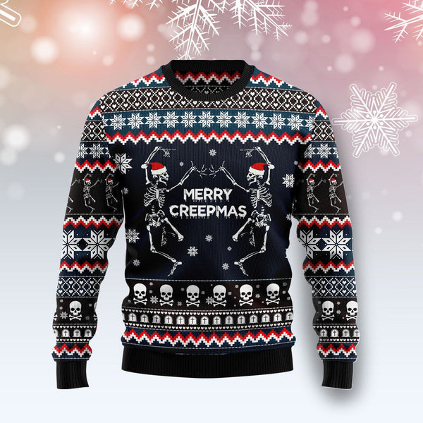 Skeleton Merry Creepmas Ugly Christmas Sweater | For Men & Women | Adult | US1170-BehighStyle