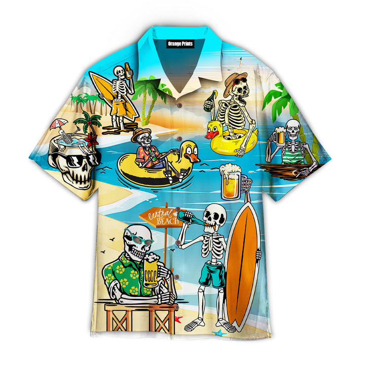 Skeleton Skull On The Beach Summer Vacation Aloha Hawaiian Shirt | For Men & Women | HW915-BehighStyle