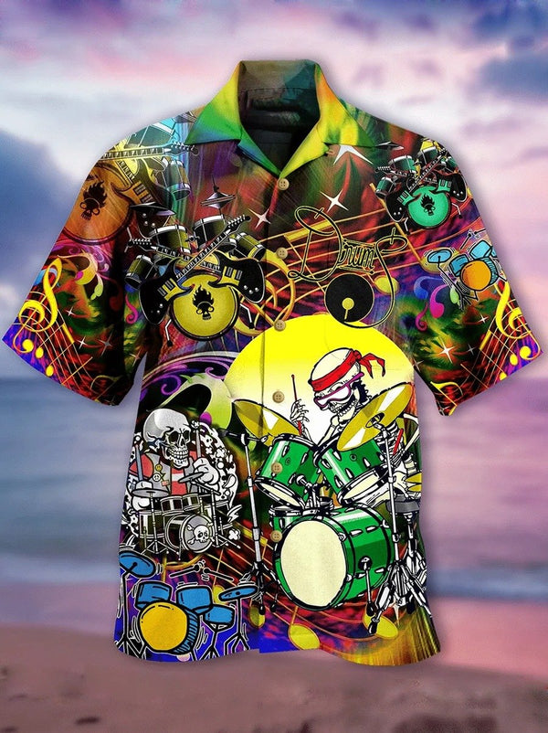 Skeleton Vintage Drum Aloha Hawaiian Shirt | For Men & Women | HW1054-BehighStyle