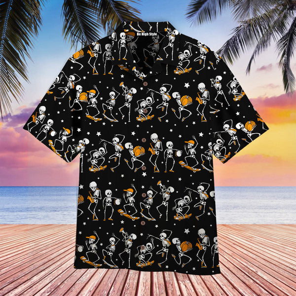 Skeletons Dancing On Halloween Night Hawaiian Shirt | HW2627