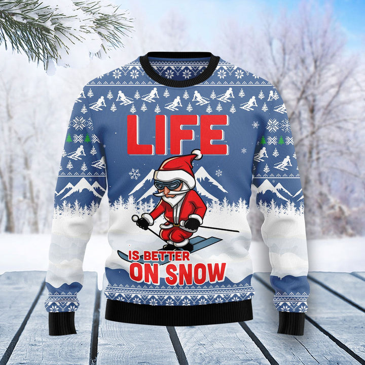 Skiing Life Is Better On Snow Ugly Christmas Sweater | For Men & Women | Adult | US1086-BehighStyle