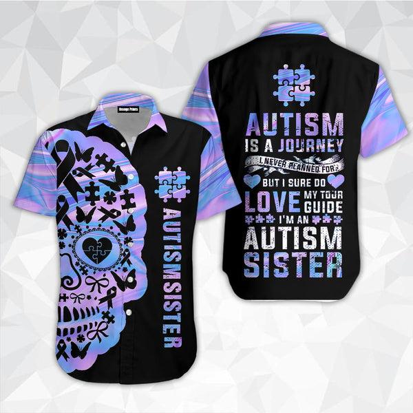 Skull Autism Sister Autism Awareness Day Hawaiian Shirt | For Men & Women | HW2049-BehighStyle