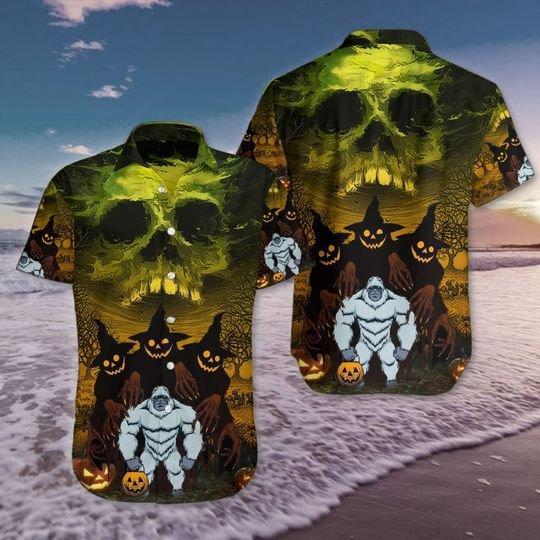 Skull Bigfoot Halloween Hawaiian Shirt | For Men & Women | HW2801-BehighStyle