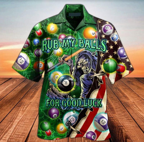 Skull Billiard Rub My Balls For Good Luck Aloha Hawaiian Shirt | For Men & Women | HW930-BehighStyle