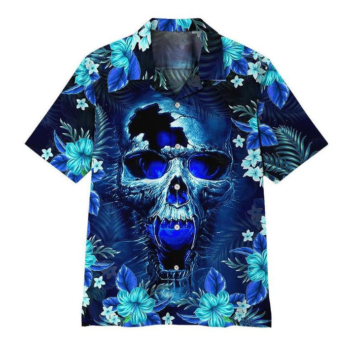 Skull Blue Hawaiian Shirt | For Men & Women | HW711-BehighStyle