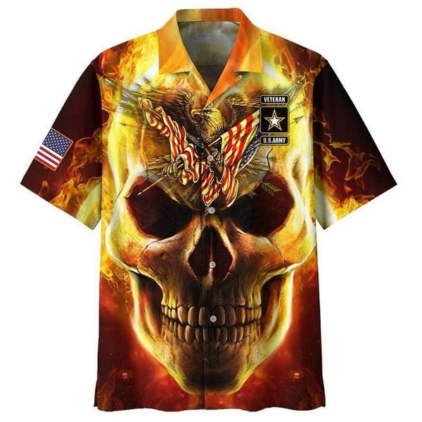 Skull Fire Eagle Patriot Hawaiian Shirt | For Men & Women | HW1720-BehighStyle