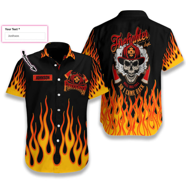 Skull Flame Firefighter Custom Name Hawaiian Shirt | For Men & Women | HN403-BehighStyle