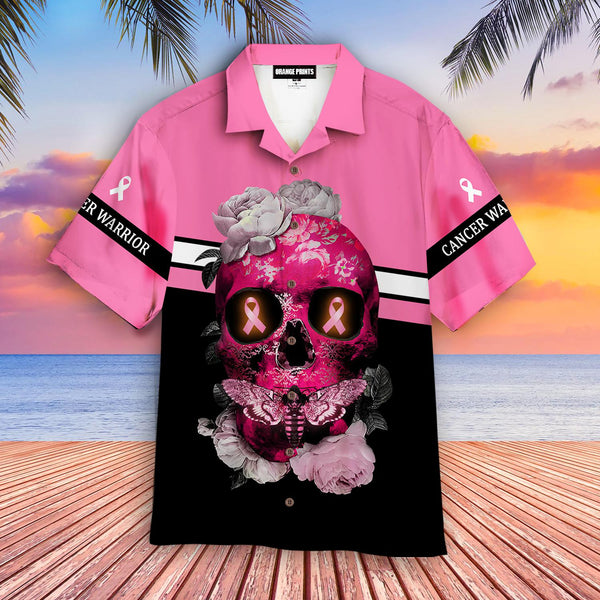 Skull Flower Breast Cancer Awareness Hawaiian Shirt | HW3129