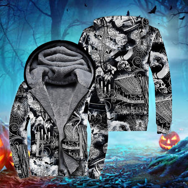 Skull Halloween Fleece Zip Hoodie All Over Print | FZ445