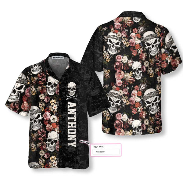 Skull Heads Vintage Floral Aloha Custom Name Hawaiian Shirt | For Men & Women | HN347-BehighStyle