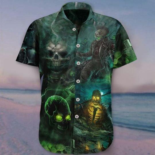 Skull Horror Halloween Hawaiian Shirt | For Men & Women | HW2812-BehighStyle