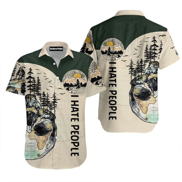 Skull I Hate People Vintage Aloha Hawaiian Shirts For Men & For Women | WT7435