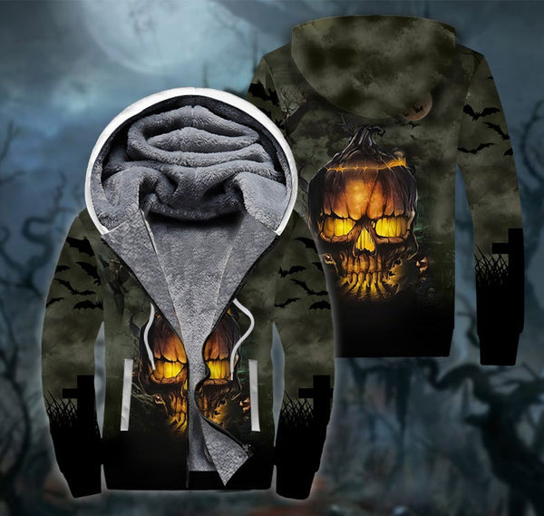 Skull Light Halloween Fleece Zip Hoodie All Over Print | FZ520