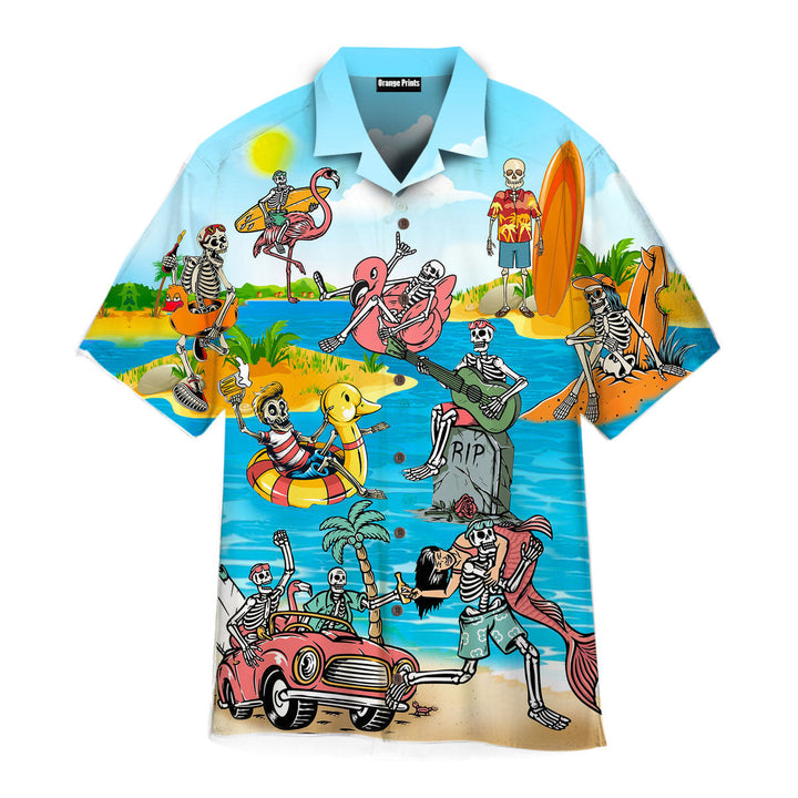 Skull On The Beach Funny Aloha Hawaiian Shirt | For Men & Women | HW916-BehighStyle