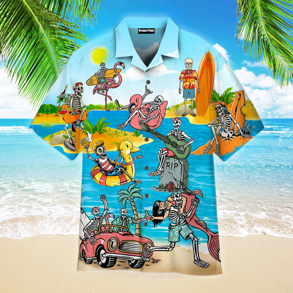 Skull On The Beach Funny Aloha Hawaiian Shirt | For Men & Women | HW916-BehighStyle