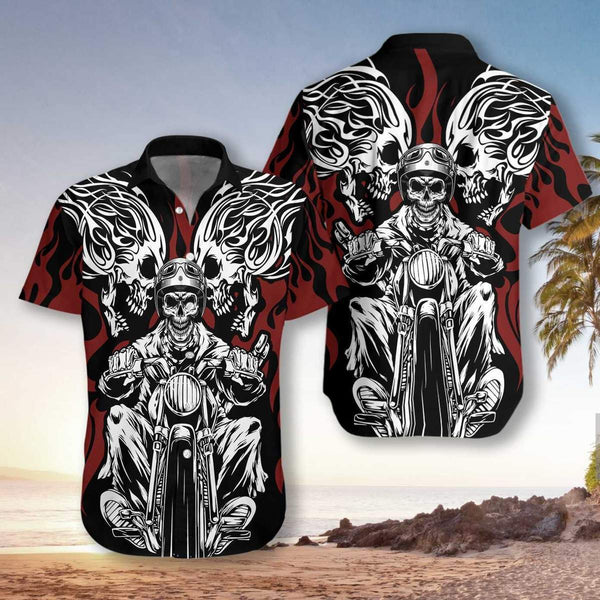 Skull Rider Motorcycle Unisex Hawaiian Shirt | For Men & Women | HW259-BehighStyle