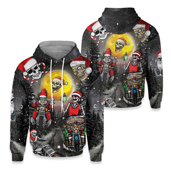 Skull Santa Motorcycle Merry Christmas 3D All Over Print | Adult | HP2184