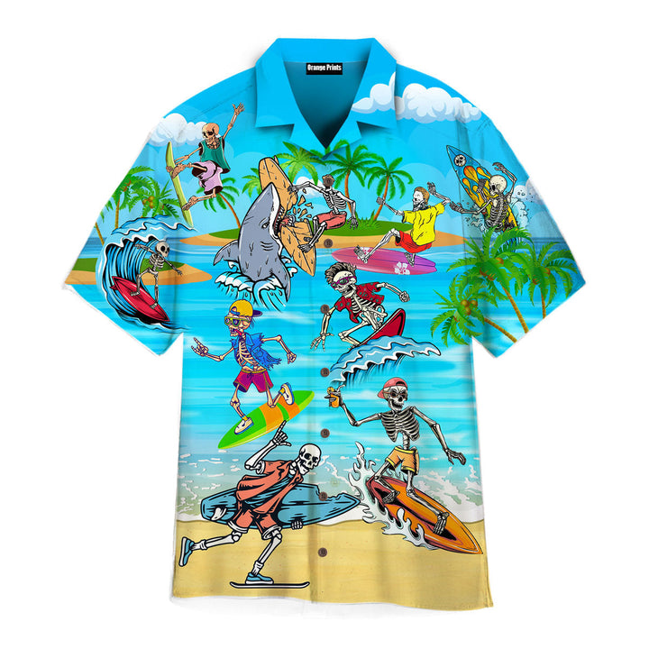 Skull Surfing In Summer Aloha Hawaiian Shirt | For Men & Women | HW917-BehighStyle