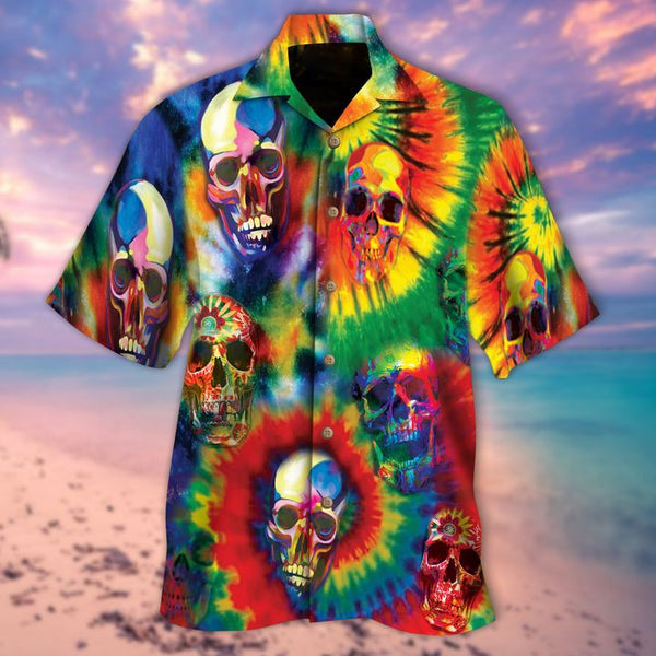 Skull Tie Dye Hawaiian Shirt | For Men & Women | HW1453-BehighStyle