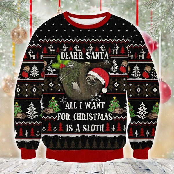 Sloth All I Want For Christmas Ugly Christmas Sweater | For Men & Women | Adult | US1079-BehighStyle