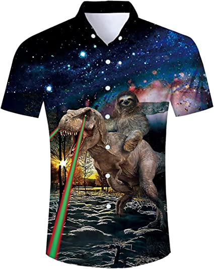 Sloth And Dinosaur Destroy The Earth Hawaiian Shirt | For Men & Women | HW1268-BehighStyle