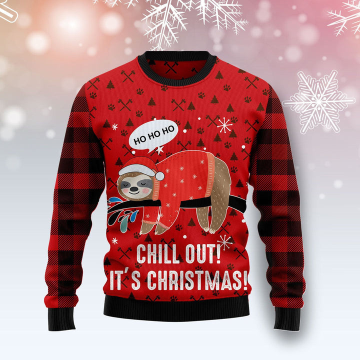 Sloth Chill Out Christmas Ugly Christmas Sweater | For Men & Women | Adult | US1166-BehighStyle