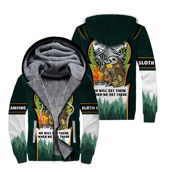 Sloth Hiking Team Fleece Zip Hoodie All Over Print | FZ738