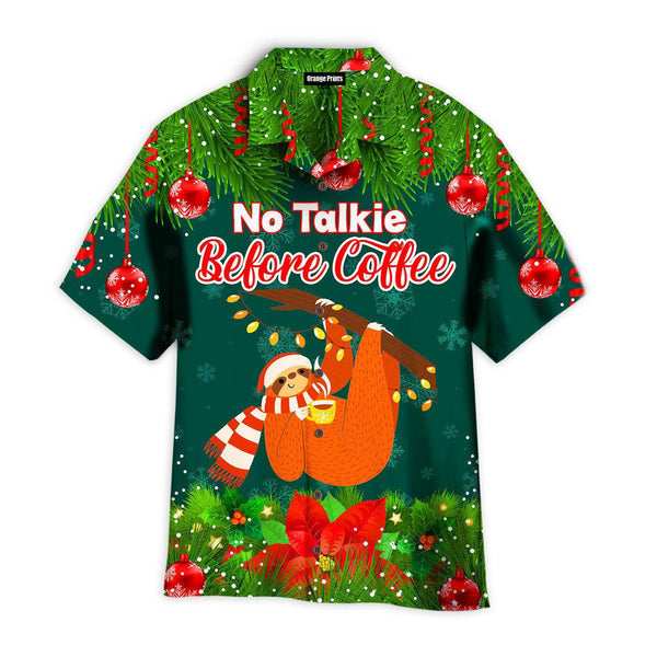 Sloth No Talkie Before Coffee For Christmas Day Hawaiian Shirt | For Men & Women | HW2758-BehighStyle