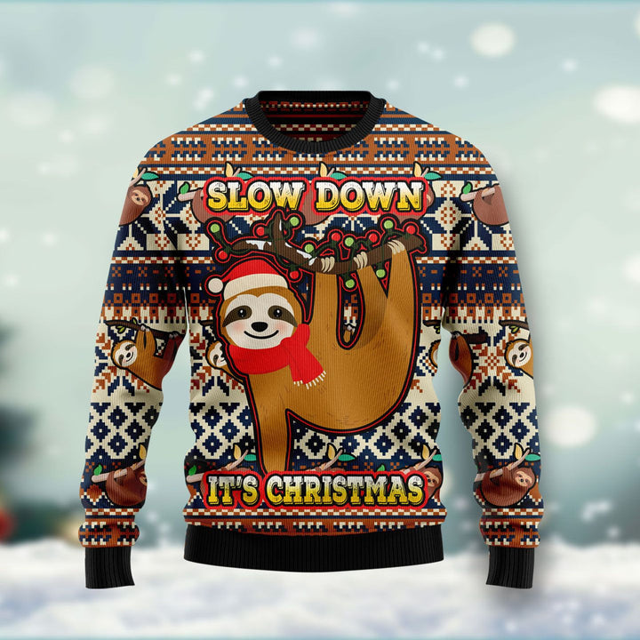 Sloth Slow Down Its Christmas Ugly Christmas Sweater | For Men & Women | Adult | US1102-BehighStyle