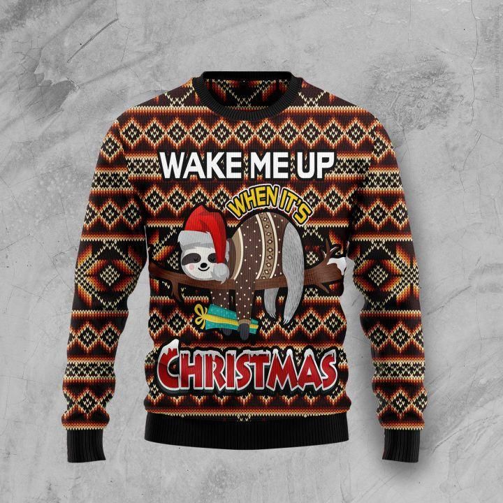 Sloth Wake Me Up Ugly Christmas Sweater | For Men & Women | Adult | US1239-BehighStyle