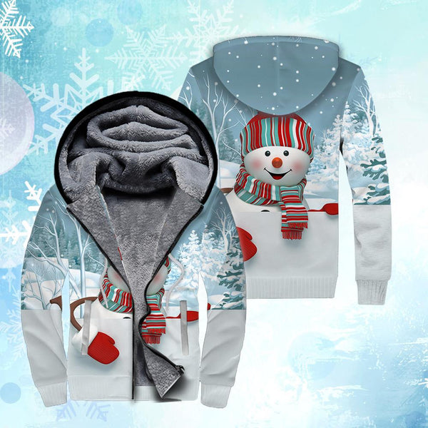 Snowman Merry Christmas Fleece Zip Hoodie All Over Print | FZ239