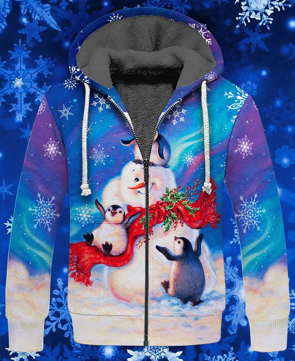 Snowman Penguin Christmas Fleece Zip Hoodie All Over Print | For Men & Women | FZ202-BehighStyle