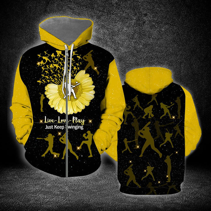 Softball Sunflower Yellow Black 3D All Over Print | For Men & Women | Adult | HP912-BehighStyle