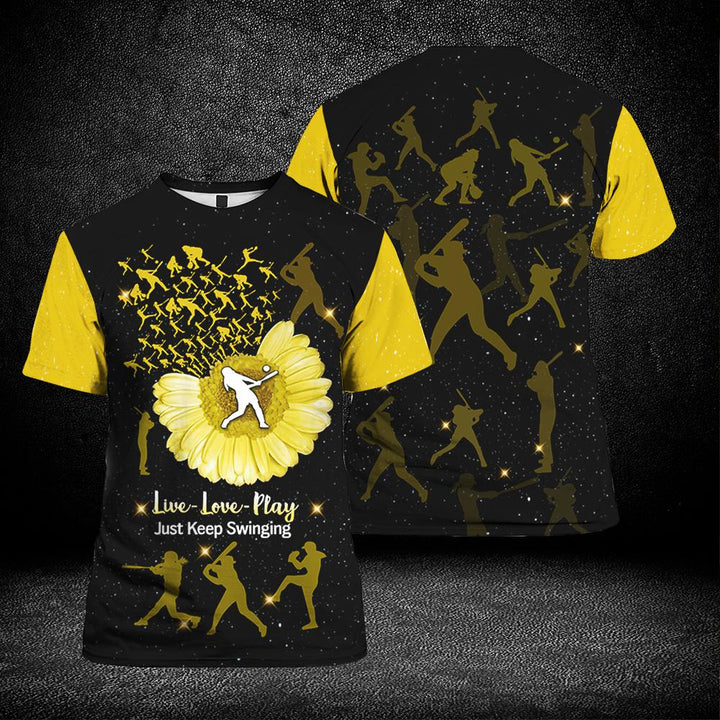 Softball Sunflower Yellow Black 3D All Over Print | For Men & Women | Adult | HP912-BehighStyle