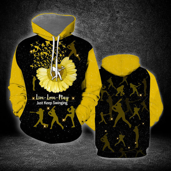 Softball Sunflower Yellow Black 3D All Over Print | For Men & Women | Adult | HP912-BehighStyle