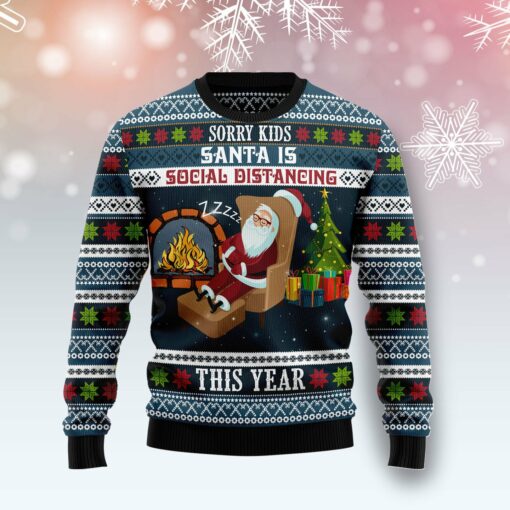 Sorry Kids Santa Is Social Distancing This Year Ugly Christmas Sweater | Adult | US1723