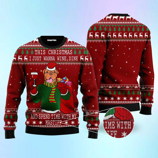 Spend Time With My Mastiff Christmas Ugly Christmas Sweater | For Men & Women | Adult | US1115-BehighStyle