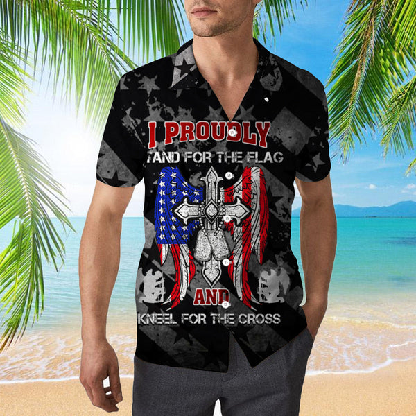 Stand For The Flag Kneel For The Cross Hawaiian Shirt | For Men & Women | HW685-BehighStyle