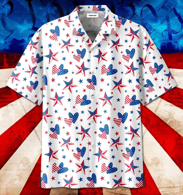 Star Heart US Flag Hawaiian Shirt | For Men & Women | HW1669-BehighStyle